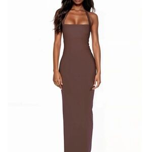 Nookie Chocolate Brown Halter Maxi Dress